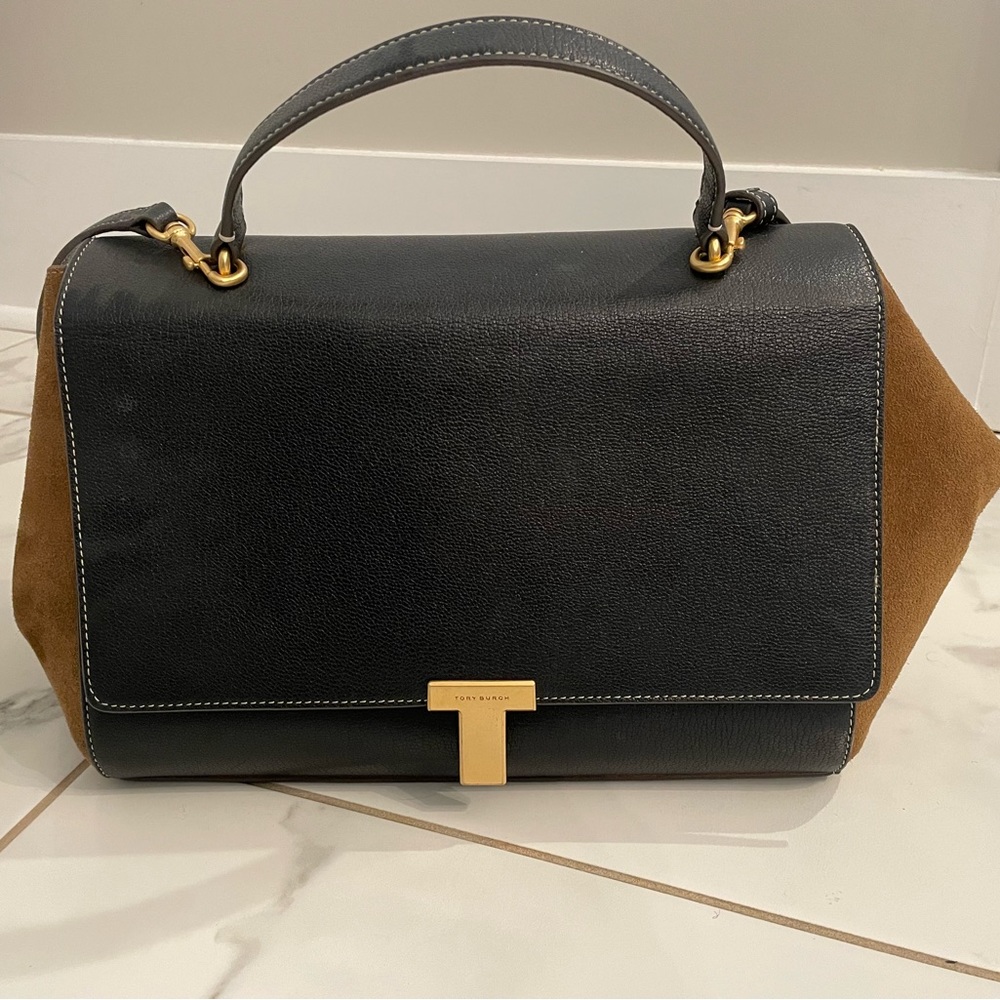 Tory Burch Juliette Mixed-Material Satchel.